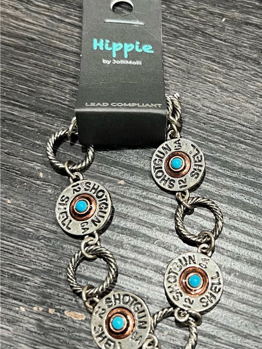 Hippie by JelliMolli Shotgun Shell Station Bracelet - Silver & Turquoise Accents